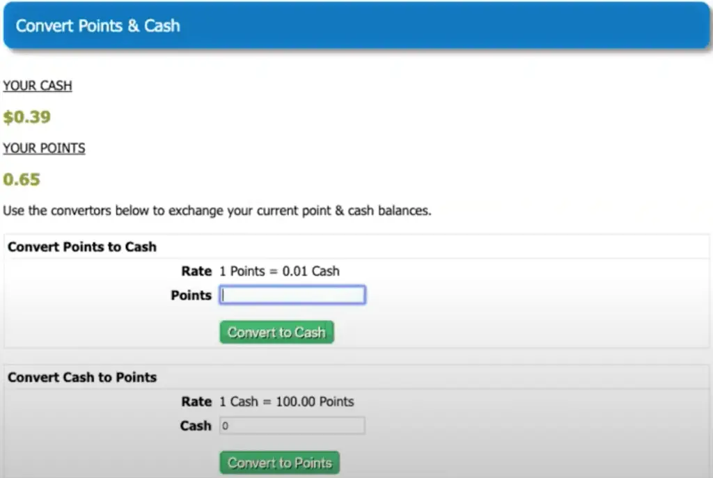 Point Convert To Cash